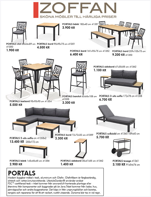 Portals utemöbel - finns hos Zoffan